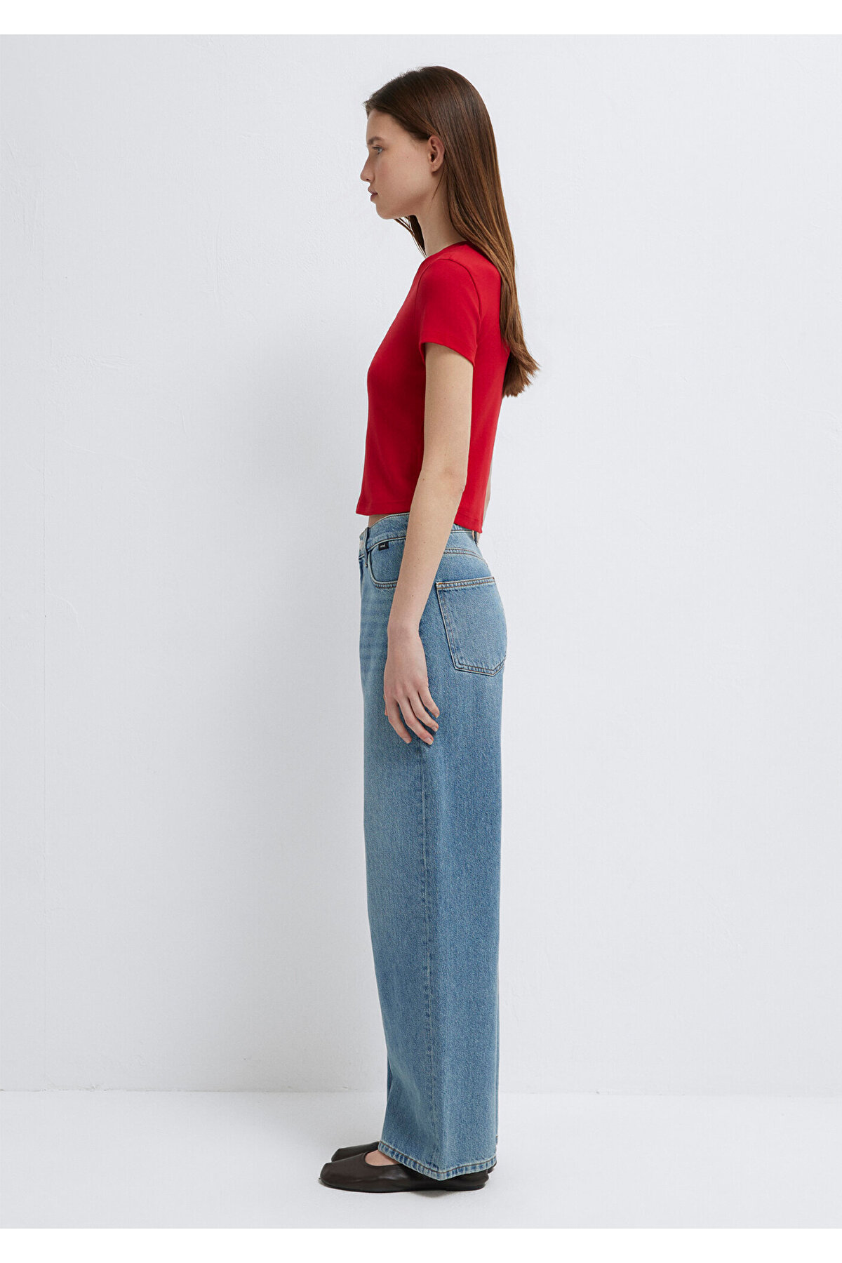 Kırmızı Basic Tişört Crop / Kısa Kesim 1600814-86417