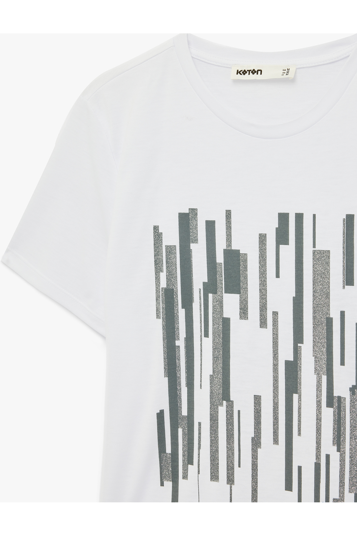 Kısa Kollu Bisiklet Yaka Baskılı Tişört