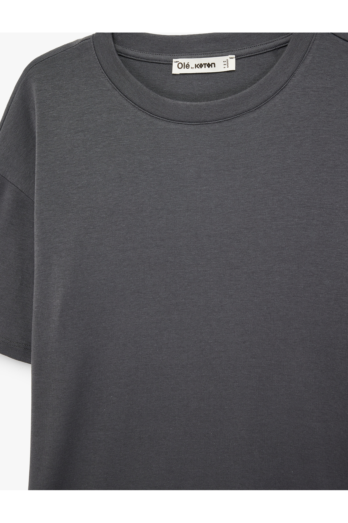 Kısa Kollu Bisiklet Yaka Modal Karışımlı Basic Oversize Tişört