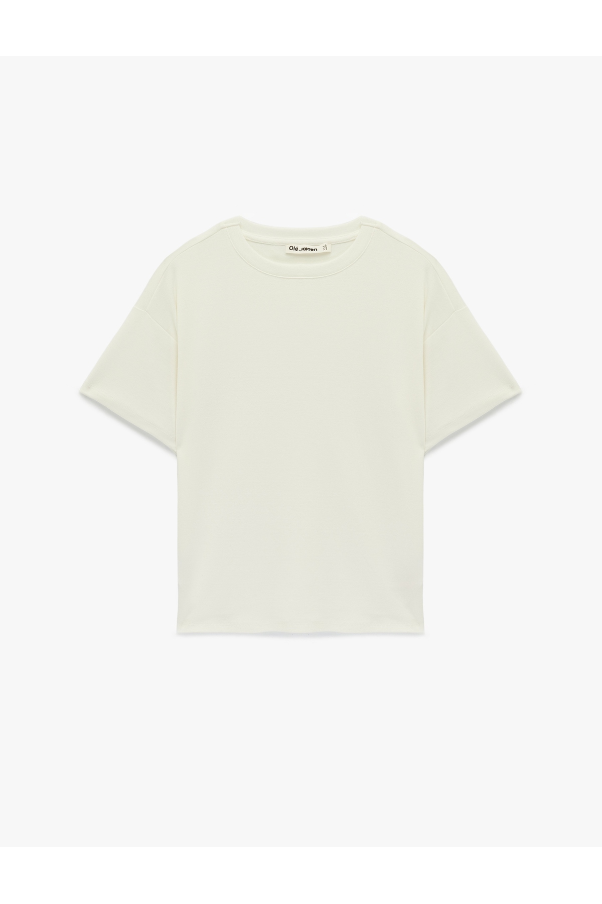 Kısa Kollu Bisiklet Yaka Modal Karışımlı Basic Oversize Tişört