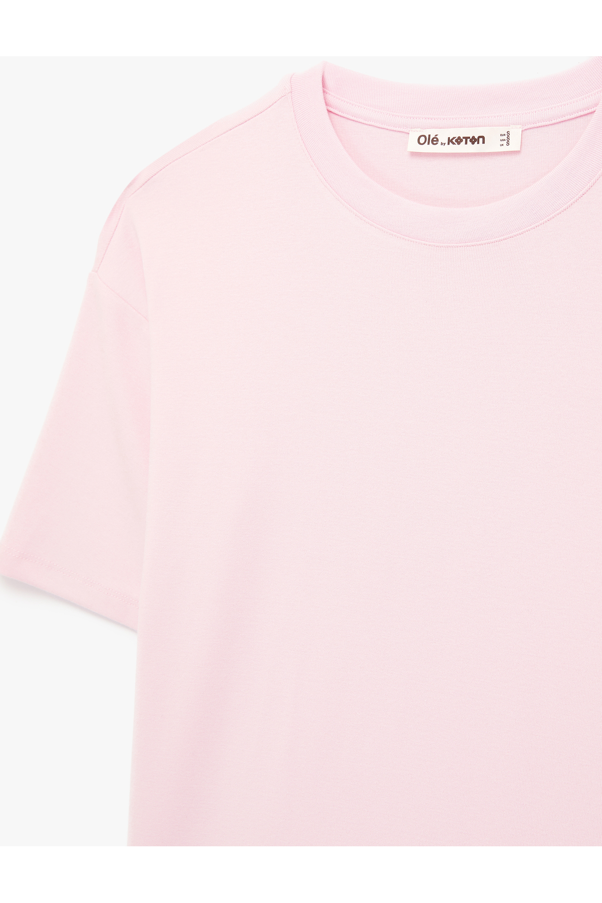 Kısa Kollu Bisiklet Yaka Modal Karışımlı Basic Oversize Tişört