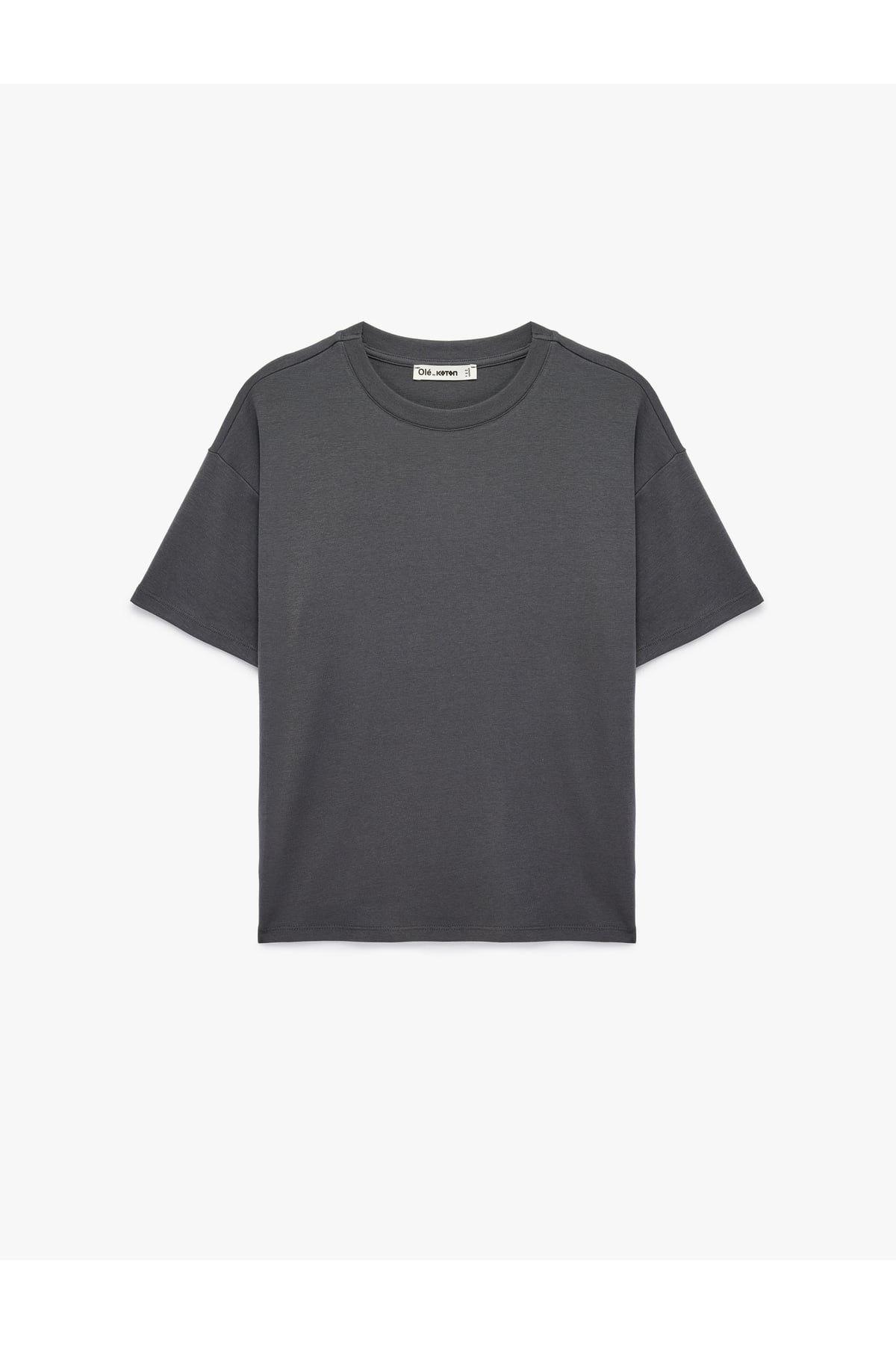 Kısa Kollu Bisiklet Yaka Modal Karışımlı Basic Oversize Tişört