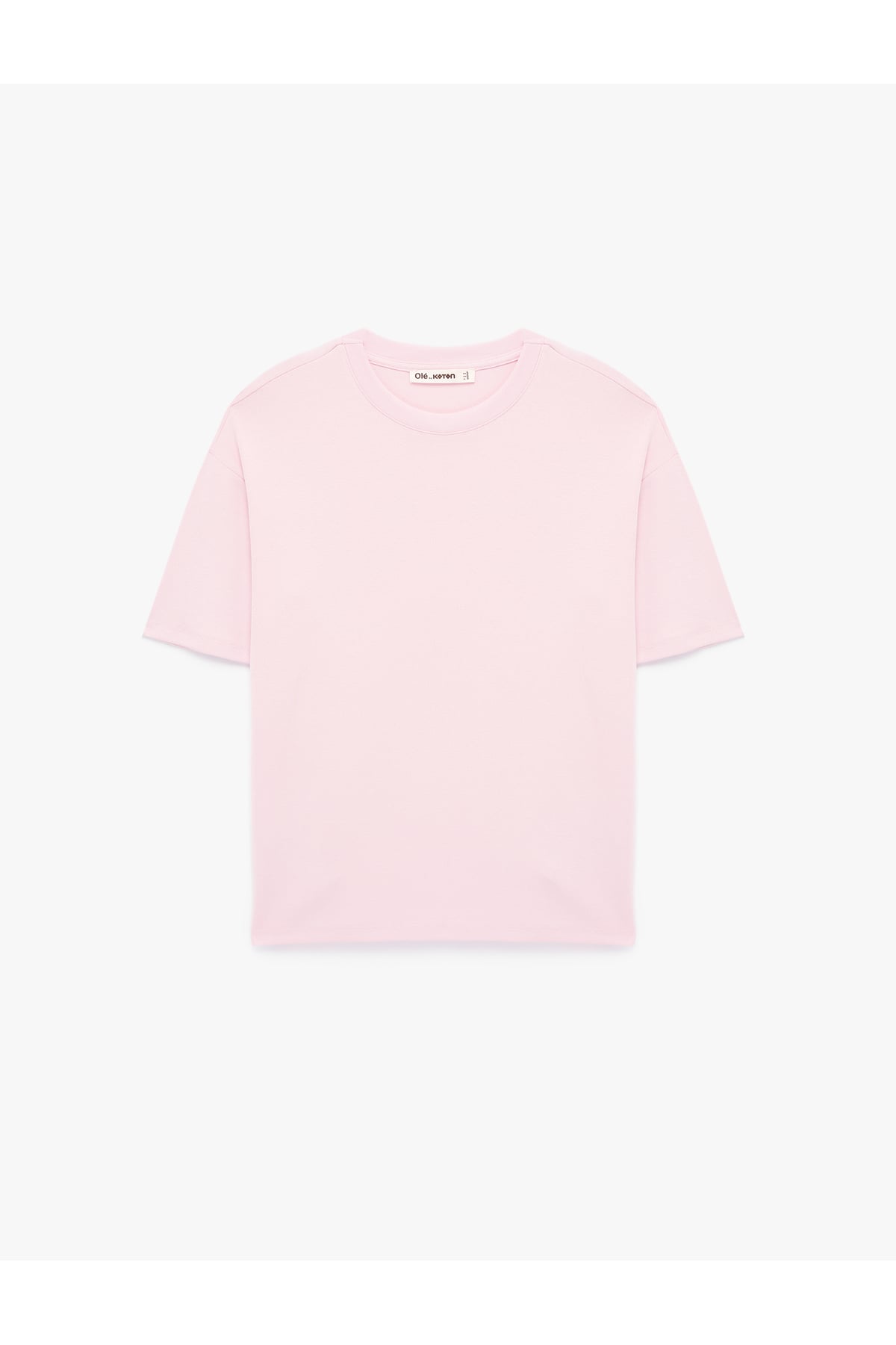 Kısa Kollu Bisiklet Yaka Modal Karışımlı Basic Oversize Tişört