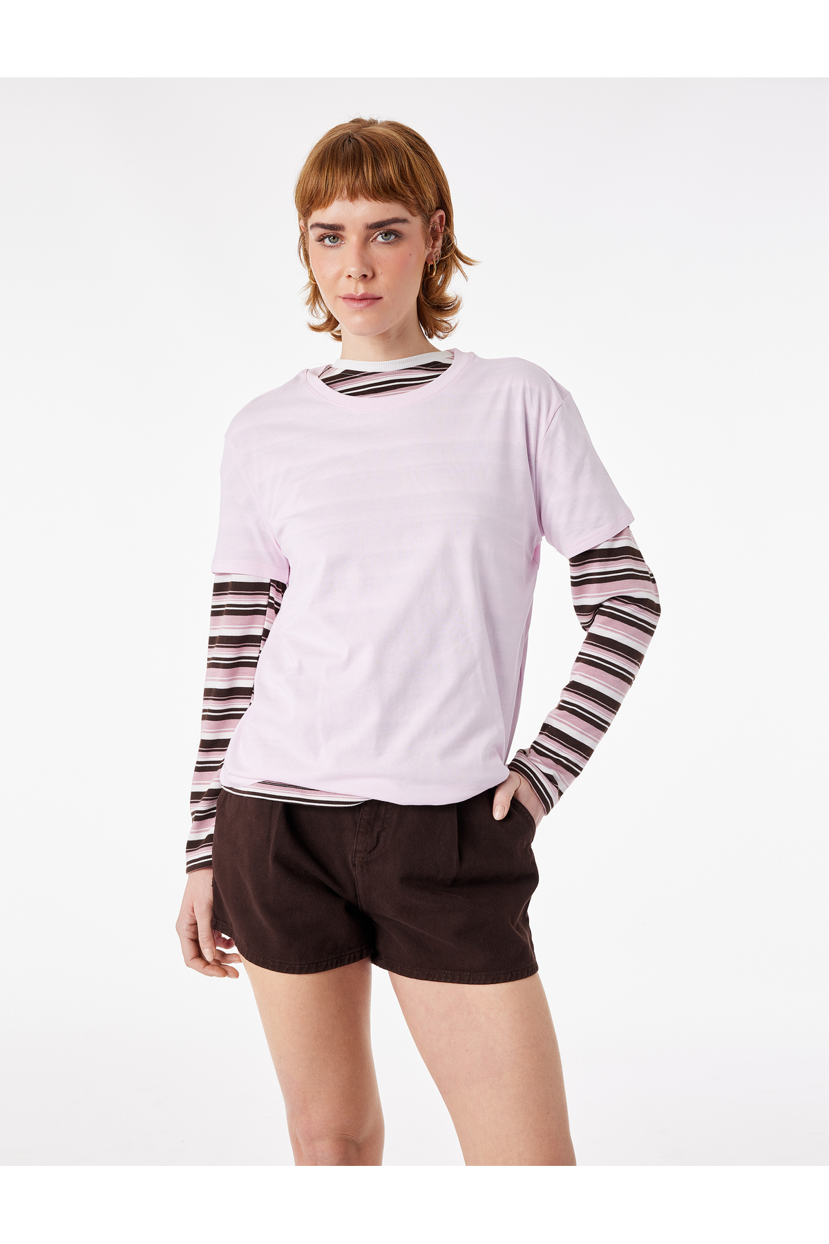 Kısa Kollu Bisiklet Yaka Pamuklu Basic Tişört