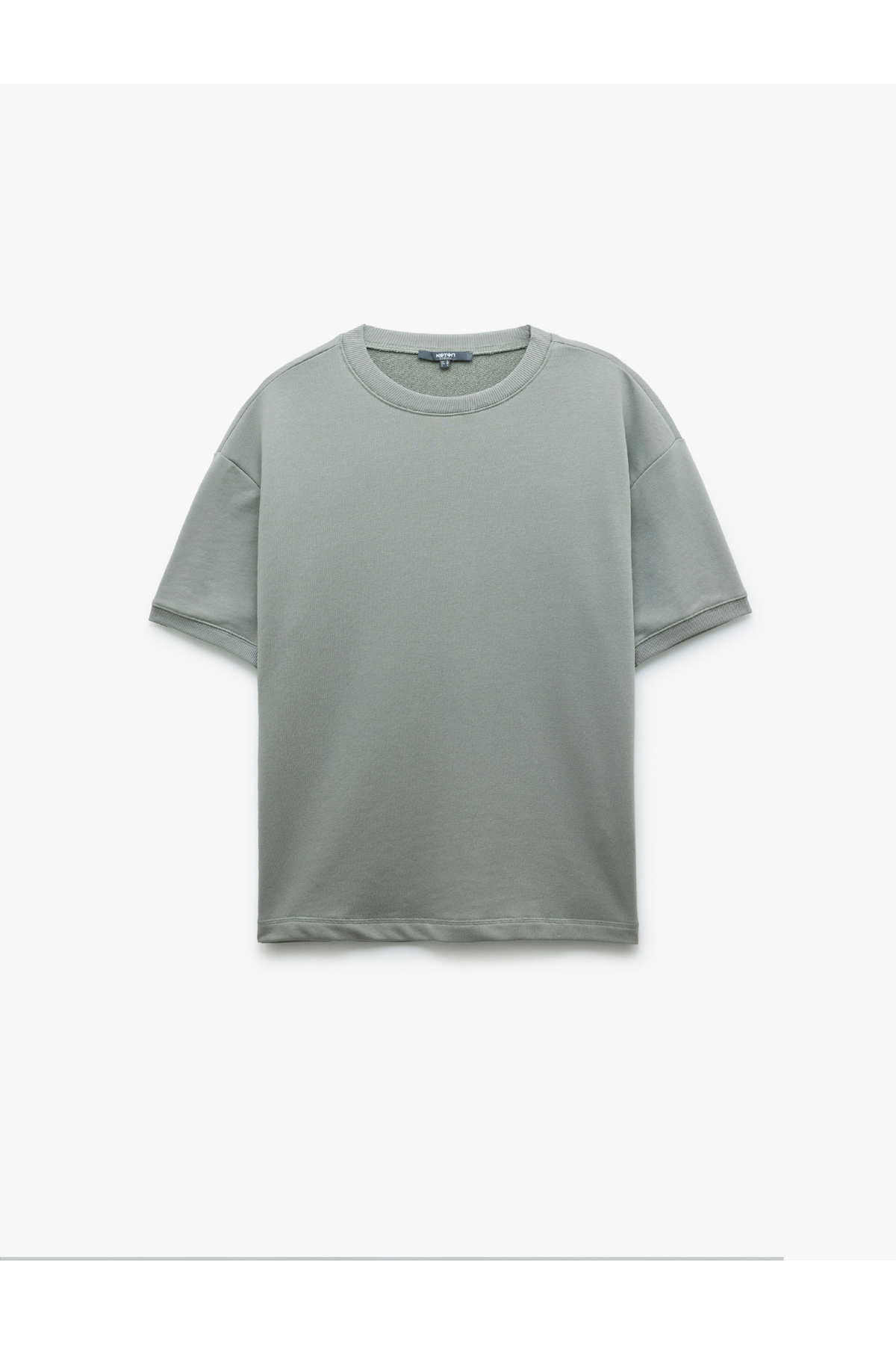 Kısa Kollu Bisiklet Yaka Tok Kumaş Şardonlu Basic Oversize Tişört
