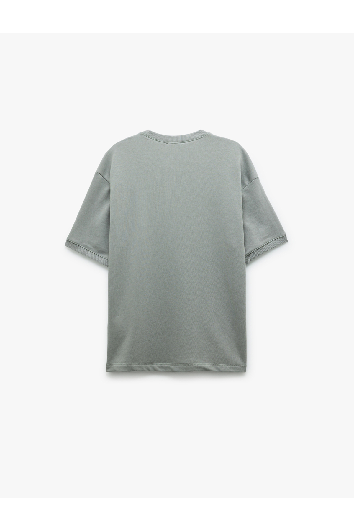 Kısa Kollu Bisiklet Yaka Tok Kumaş Şardonlu Basic Oversize Tişört