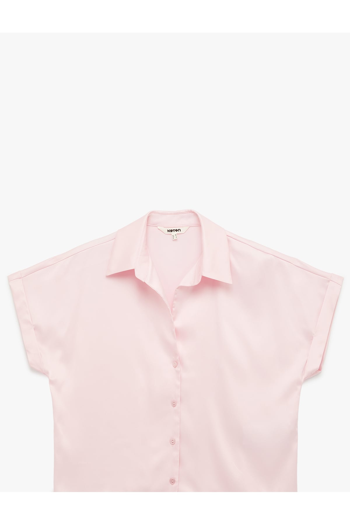 Kısa Kollu Kaçık Yaka Oversize Saten Gömlek