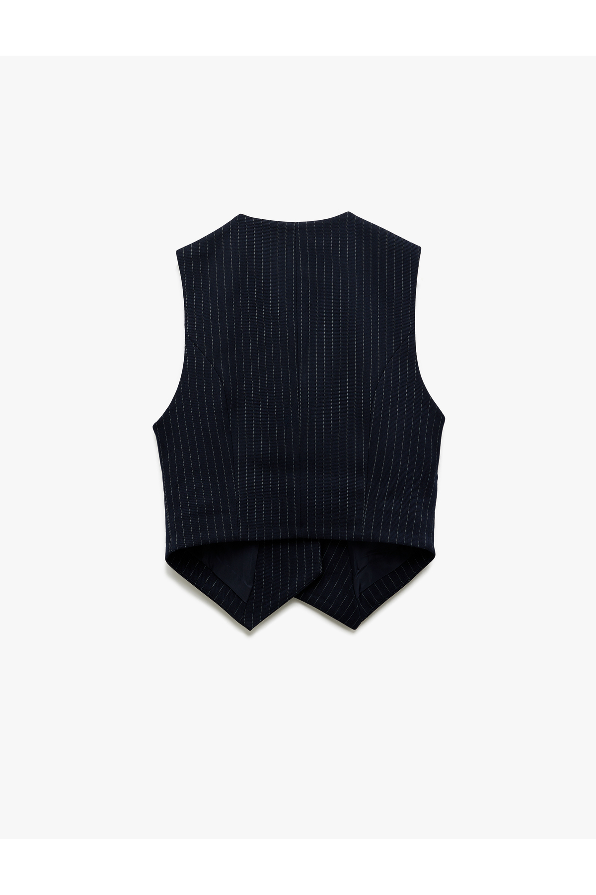 Kolsuz V Yaka Düğmeli Asimetrik Kesim Blazer Yelek