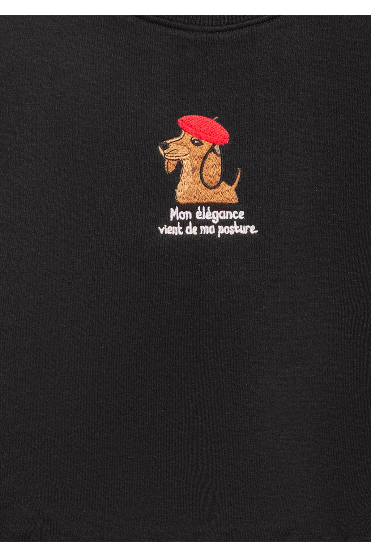 Köpek Nakışlı Siyah Sweatshirt 7S10132-900