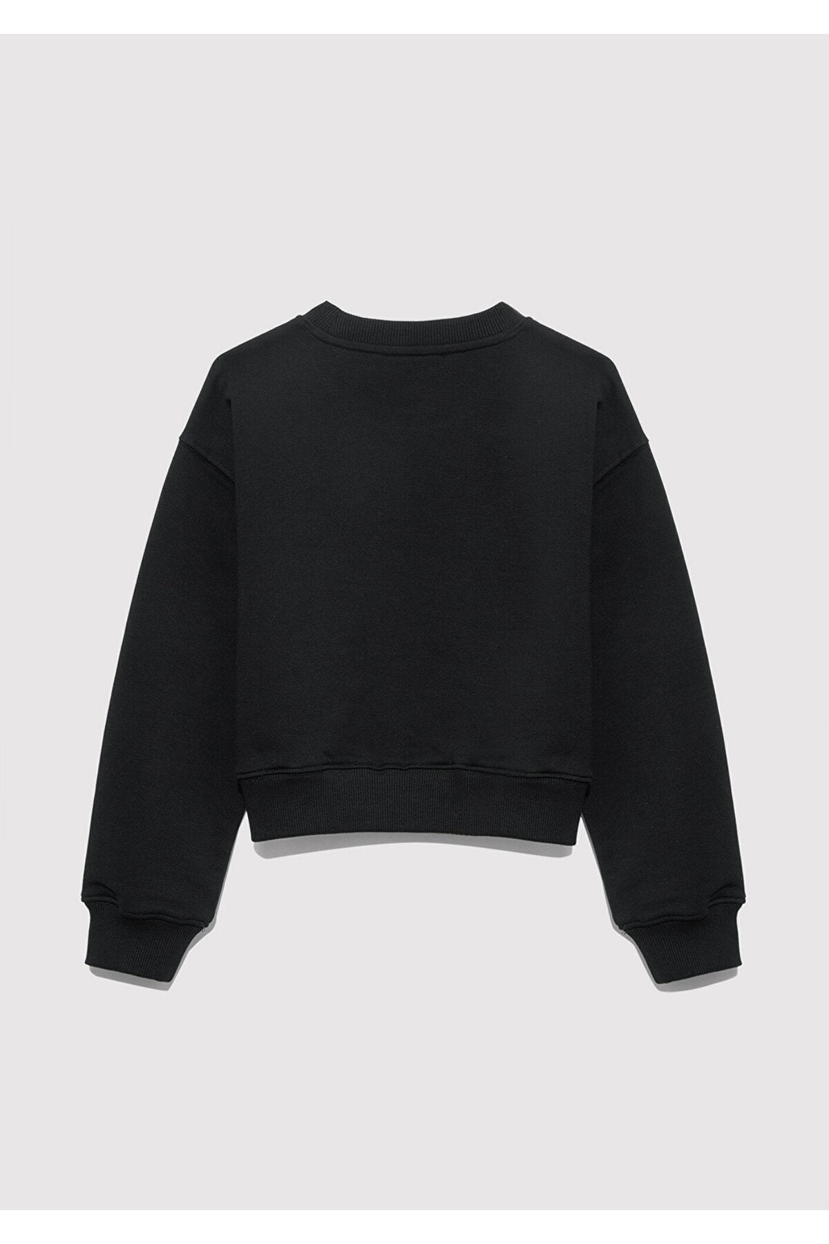 Köpek Nakışlı Siyah Sweatshirt 7S10132-900