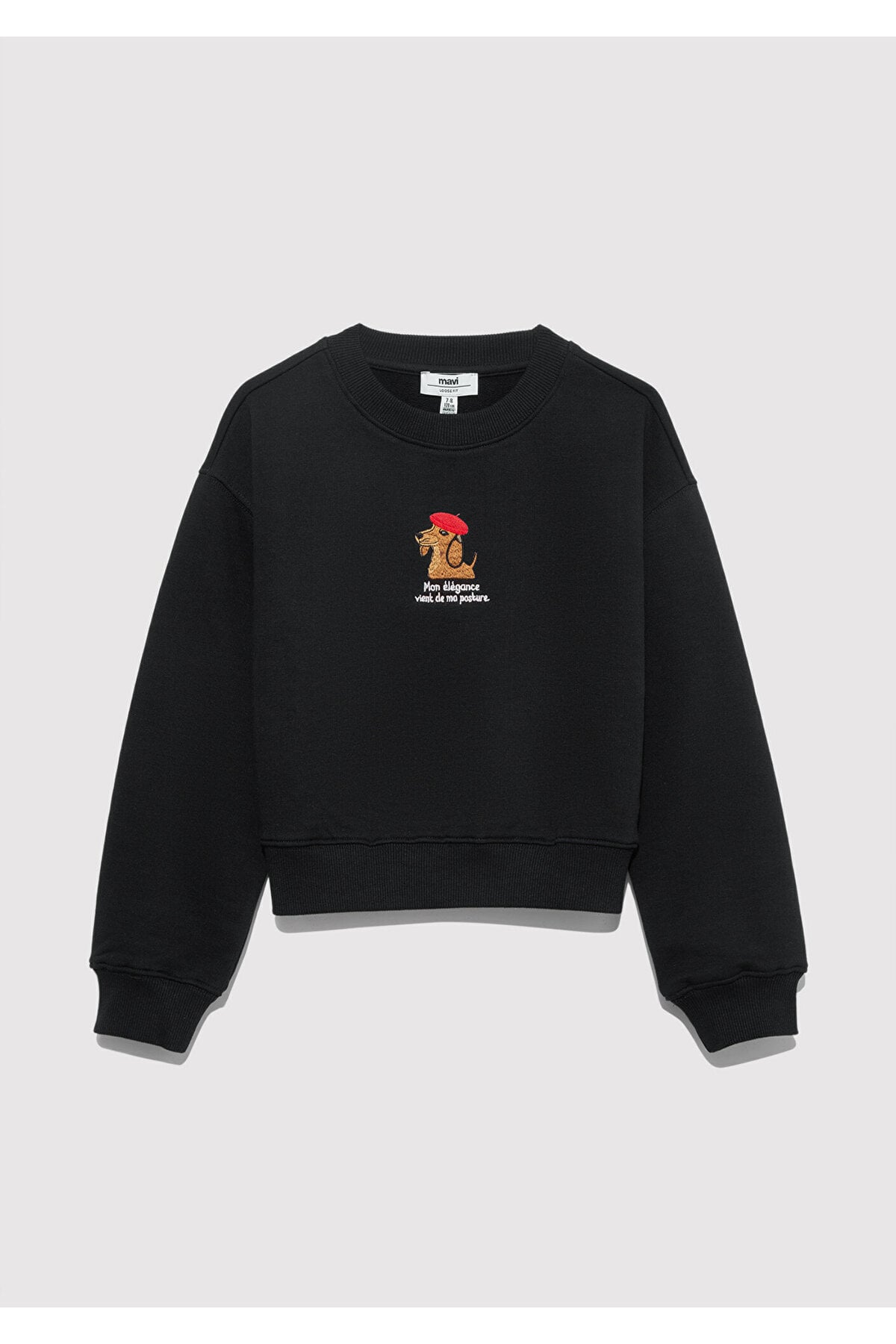 Köpek Nakışlı Siyah Sweatshirt 7S10132-900