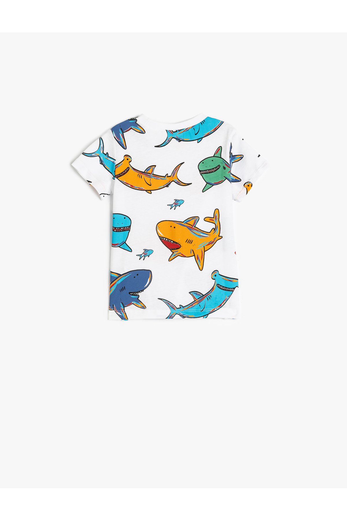 Köpekbalığı Baskılı Pamuklu Ekru Erkek Bebek T-Shirt 5SMB10043TK