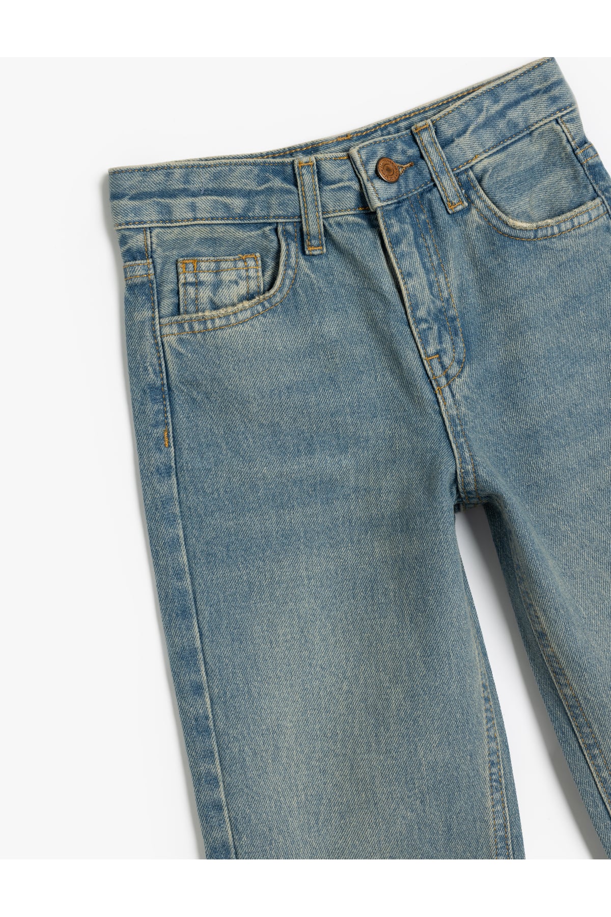 Kot Pantolon Düz Paça Cepli Pamuklu- Straight Jean