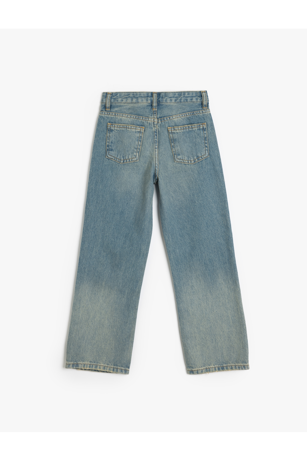 Kot Pantolon Düz Paça Cepli Pamuklu- Straight Jean