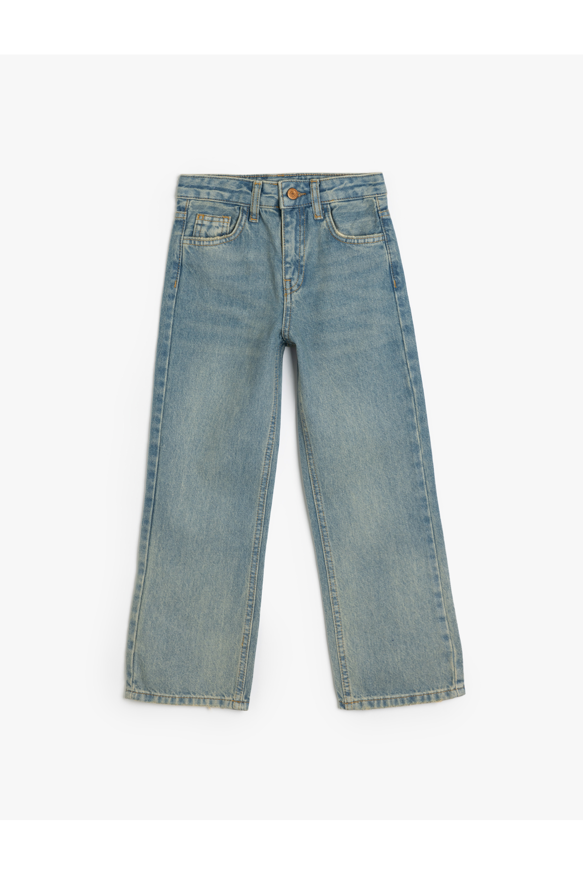 Kot Pantolon Düz Paça Cepli Pamuklu- Straight Jean