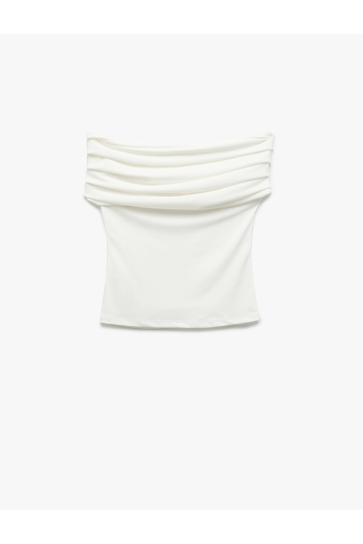 Krep Kumaş Drape Detaylı Straplez Bluz