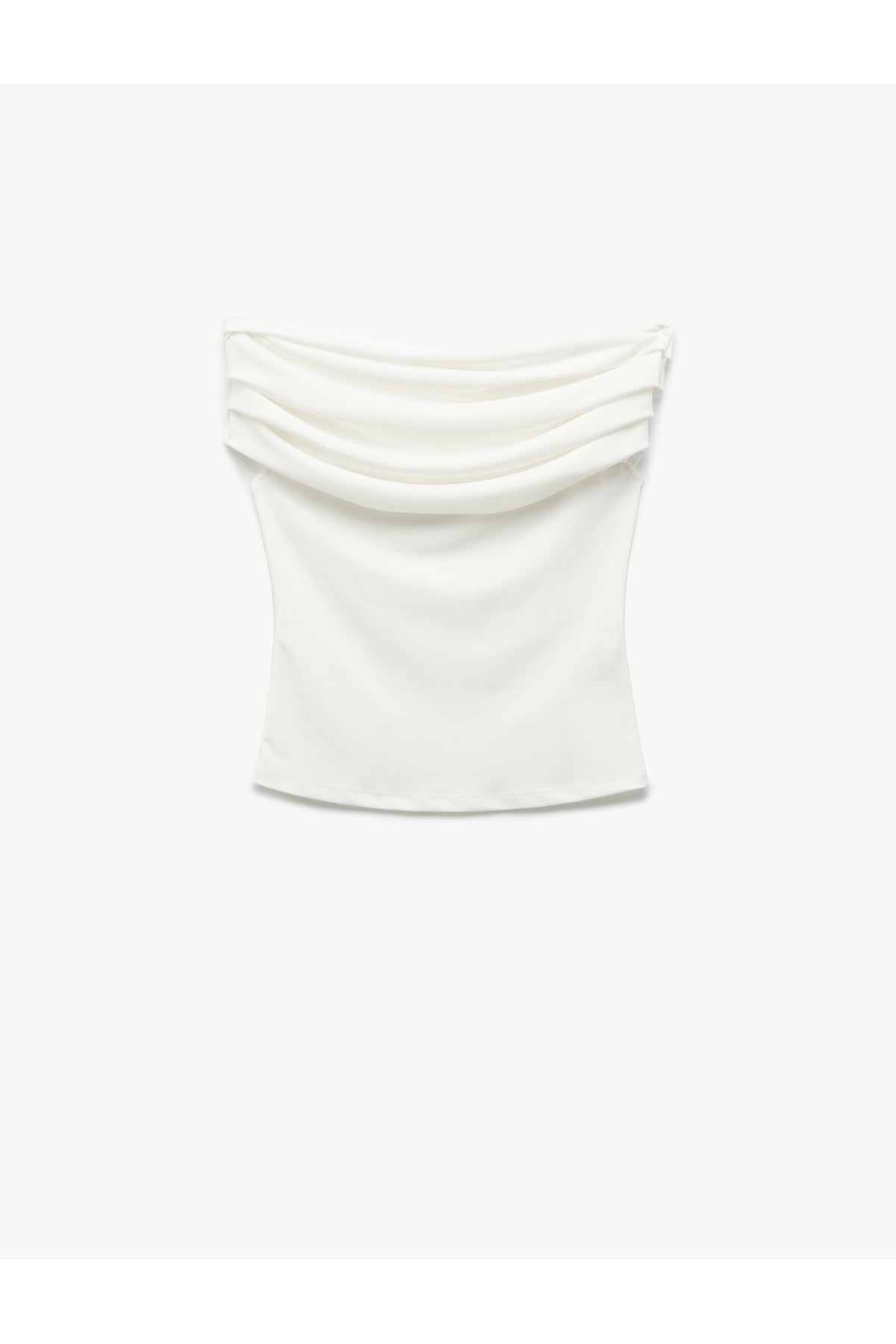 Krep Kumaş Drape Detaylı Straplez Bluz