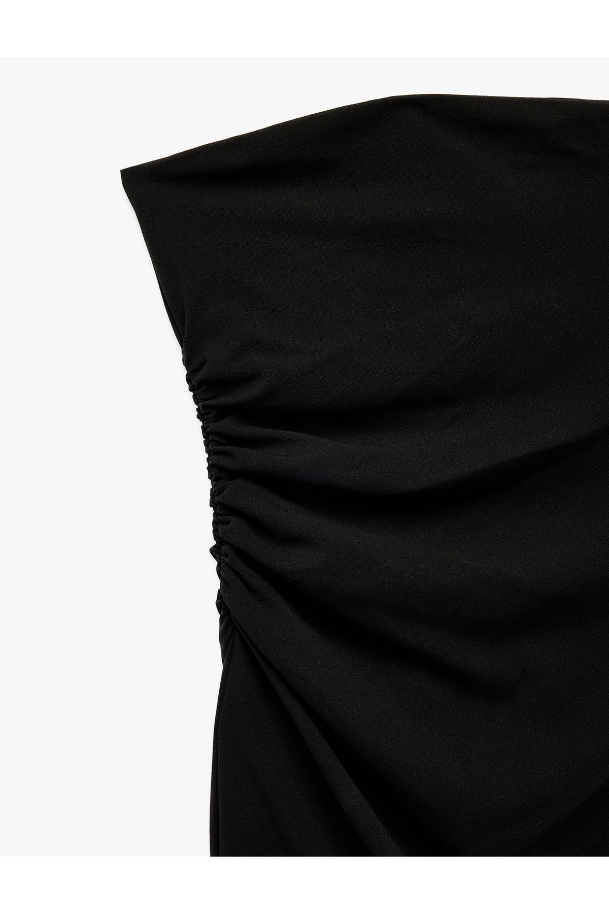 Krep Scuba Kumaş Slim Fit Drape Detaylı Straplez Kalem Elbise