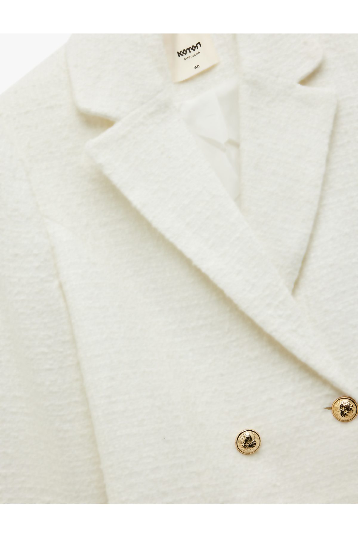 Kruvaze Uzun Kollu Tüvit Crop Blazer Ceket