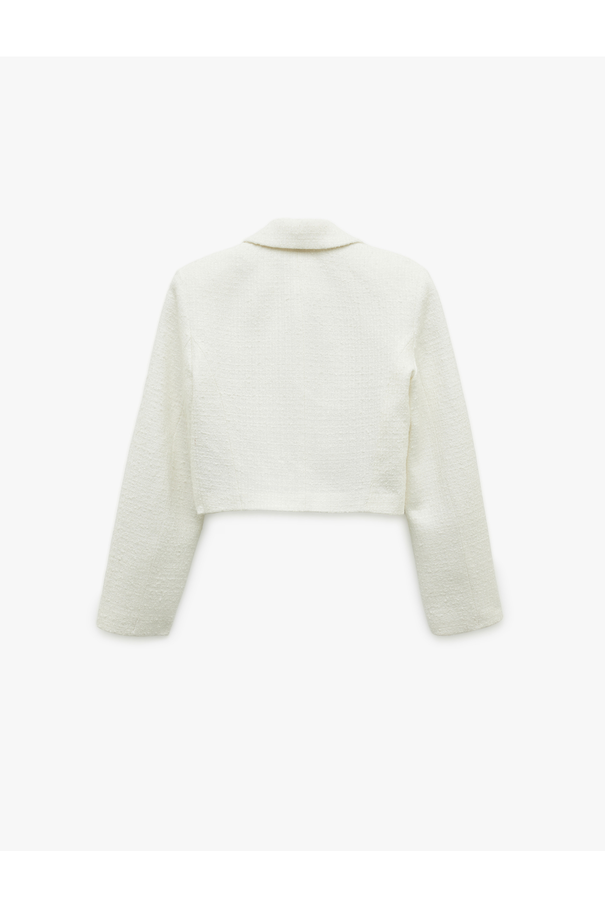 Kruvaze Uzun Kollu Tüvit Crop Blazer Ceket