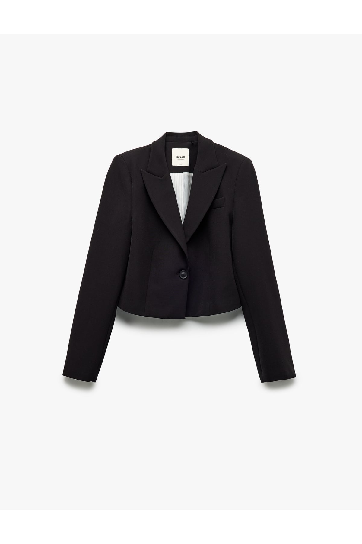Kruvaze Yaka Uzun Kollu Crop Blazer Ceket
