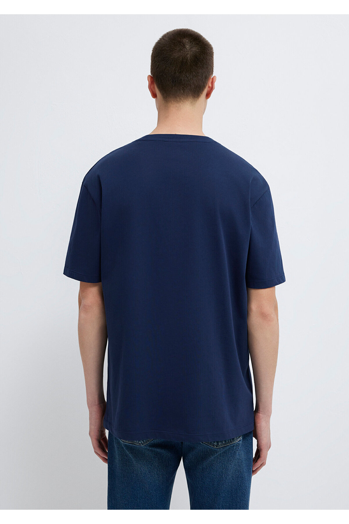 Lacivert Basic Tişört Loose Fit / Bol Rahat Kesim 066249-70497