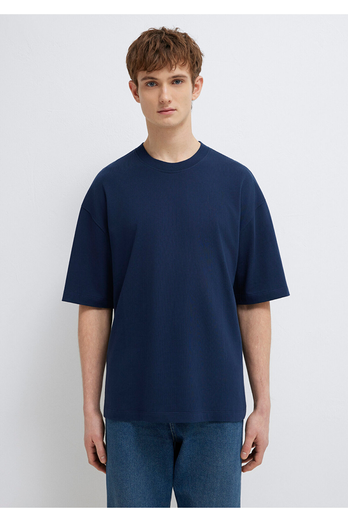 Lacivert Basic Tişört Oversize / Geniş Kesim 0613113-82318