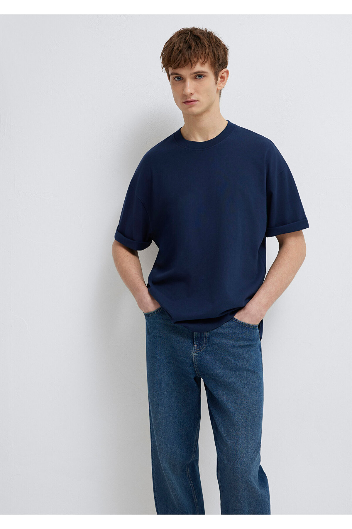 Lacivert Basic Tişört Oversize / Geniş Kesim 0613113-82318