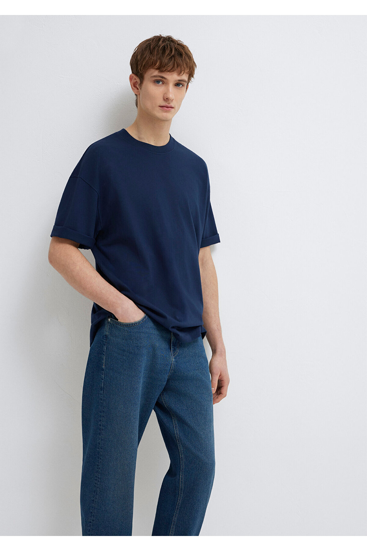 Lacivert Basic Tişört Oversize / Geniş Kesim 0613113-82318
