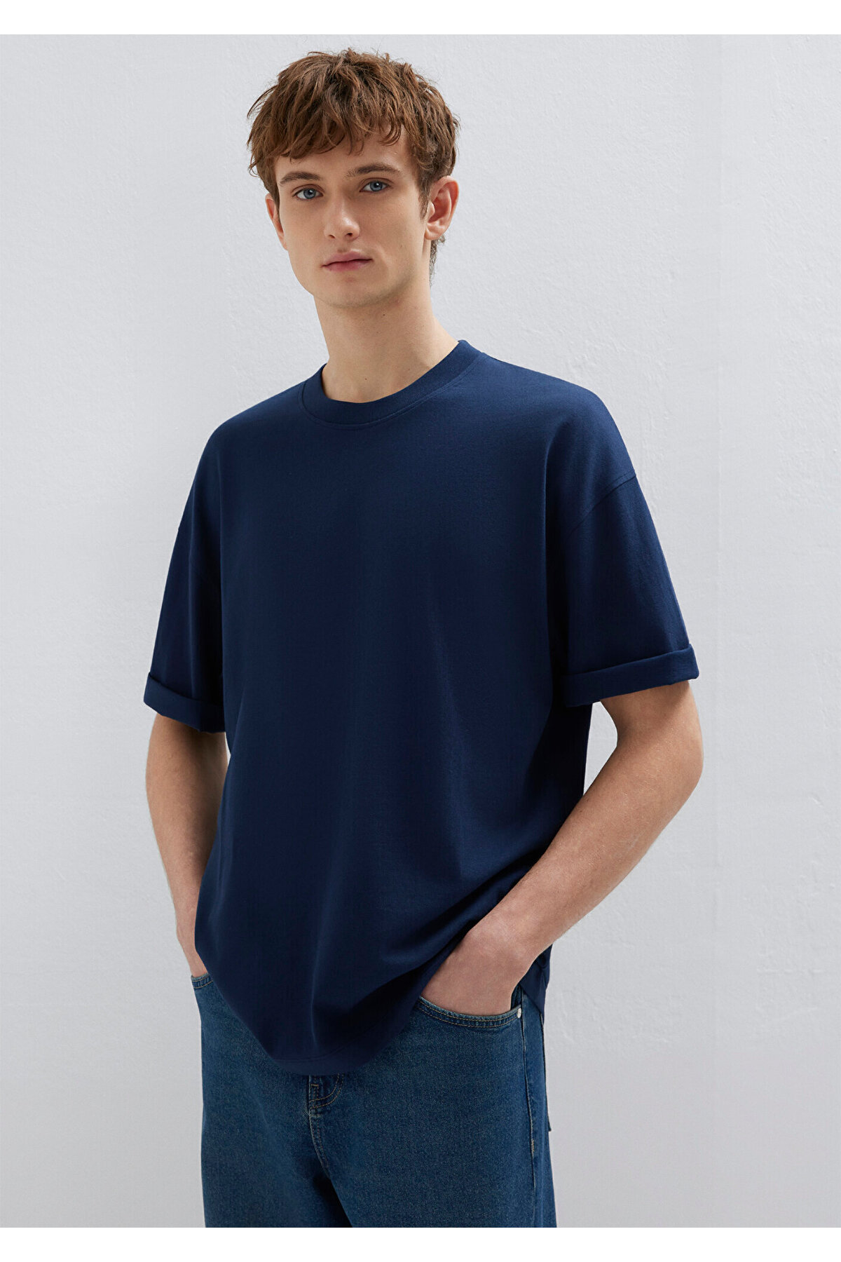 Lacivert Basic Tişört Oversize / Geniş Kesim 0613113-82318