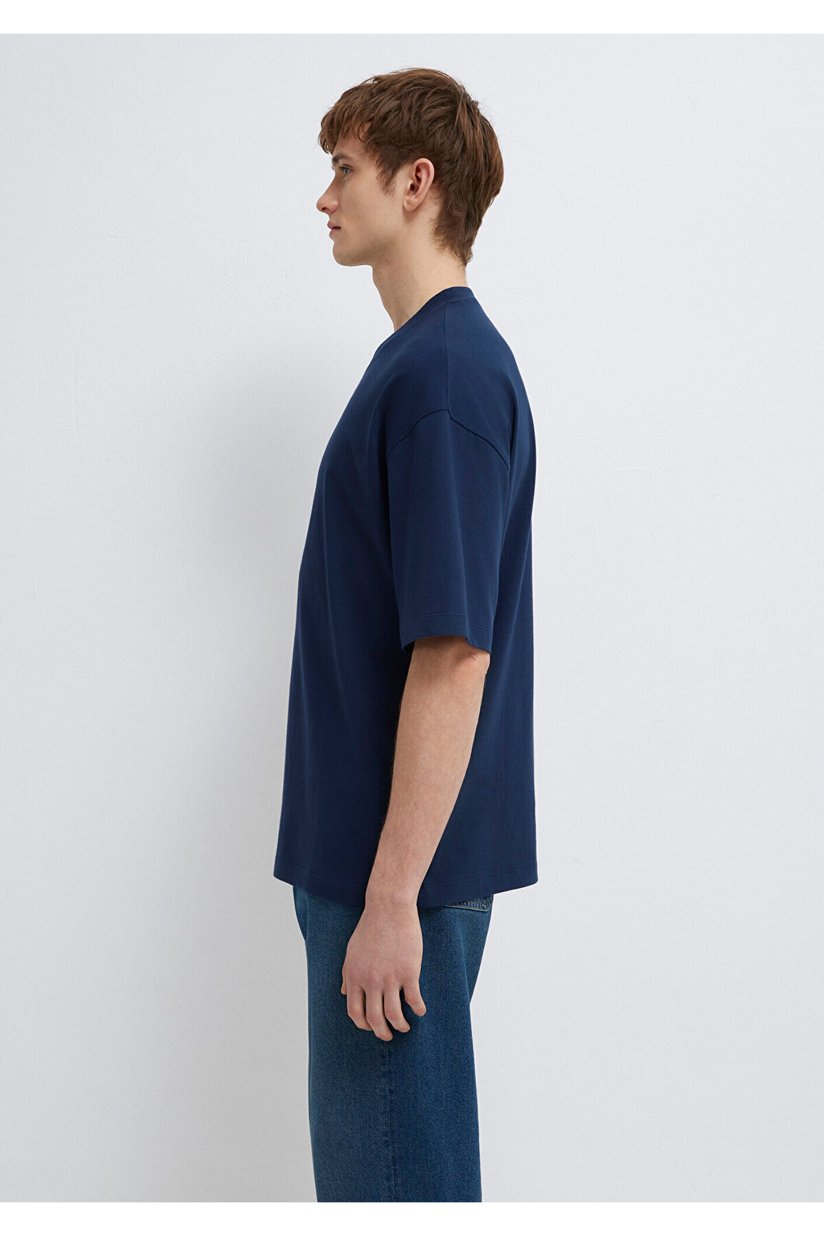 Lacivert Basic Tişört Oversize / Geniş Kesim 0613113-82318