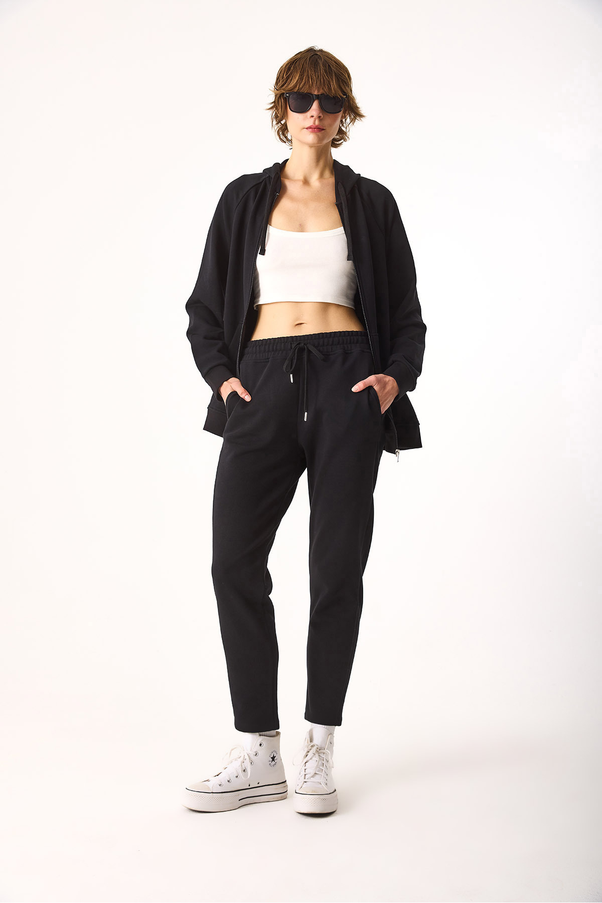 Larissa Regular Fit Pamuklu Eşofman Altı-Siyah