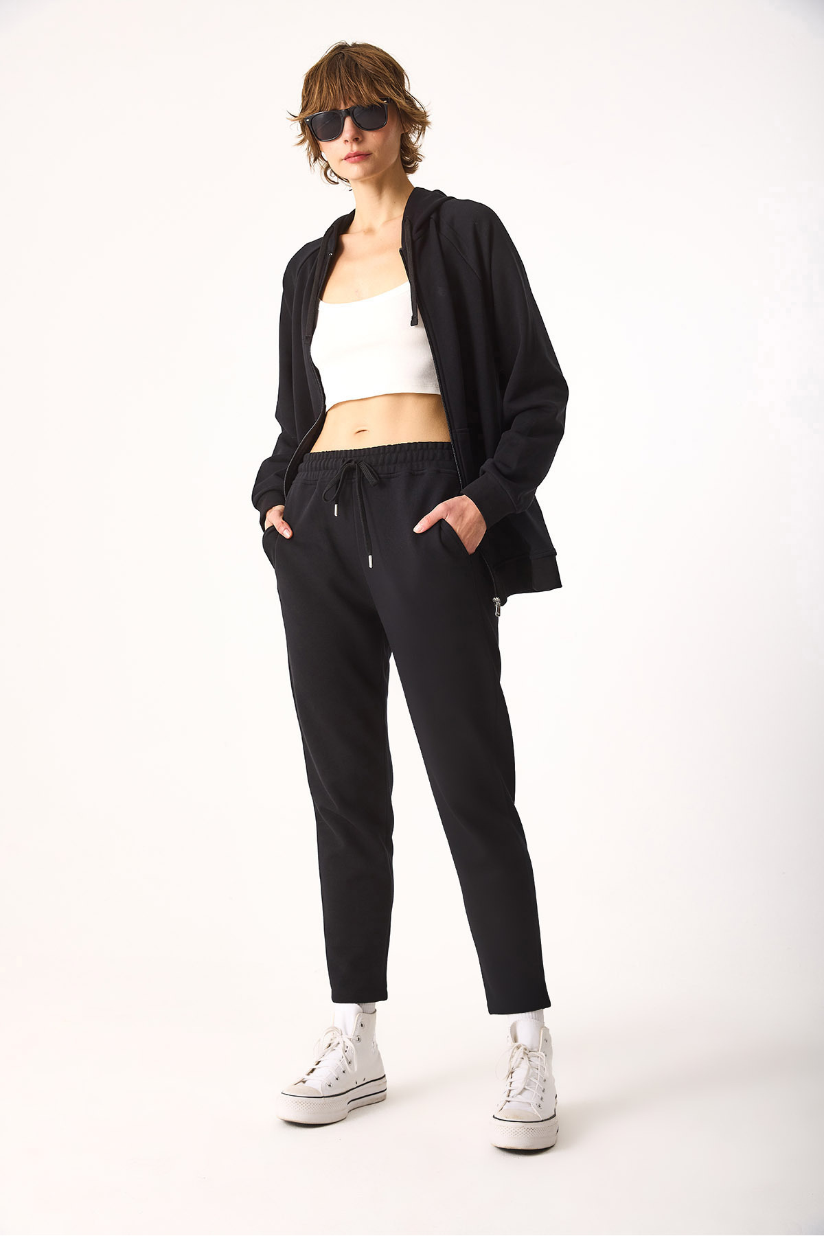 Larissa Regular Fit Pamuklu Eşofman Altı-Siyah