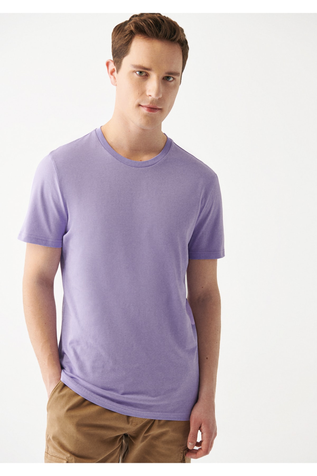 Lila Basic Tişört Slim Fit / Dar Kesim 066901-70542