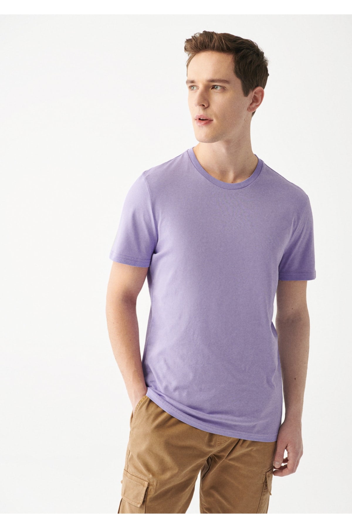 Lila Basic Tişört Slim Fit / Dar Kesim 066901-70542