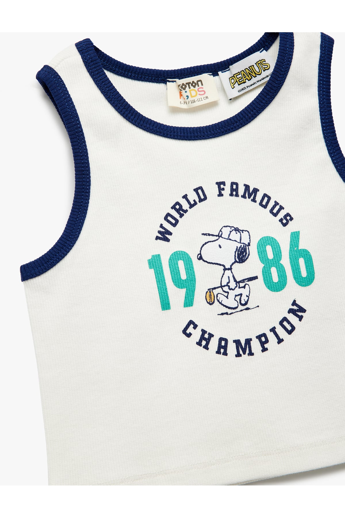 Lisanslı Bisiklet Yaka Kolsuz Snoopy Baskılı Crop Atlet