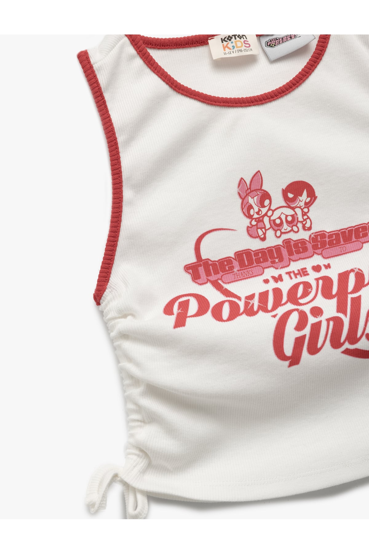 Lisanslı Powerpuff Girls Baskılı Kolsuz Büzgü Detaylı Crop Atlet