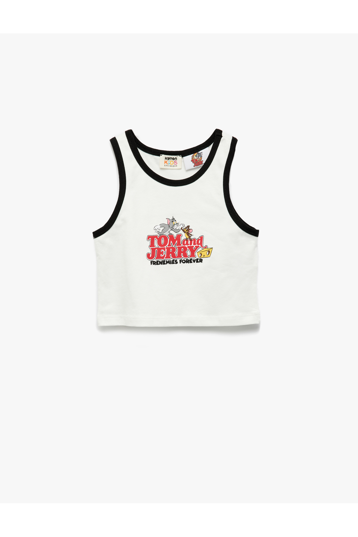 Lisanslı Tom ve Jerry Baskılı Kolsuz Pamuklu Crop Atlet