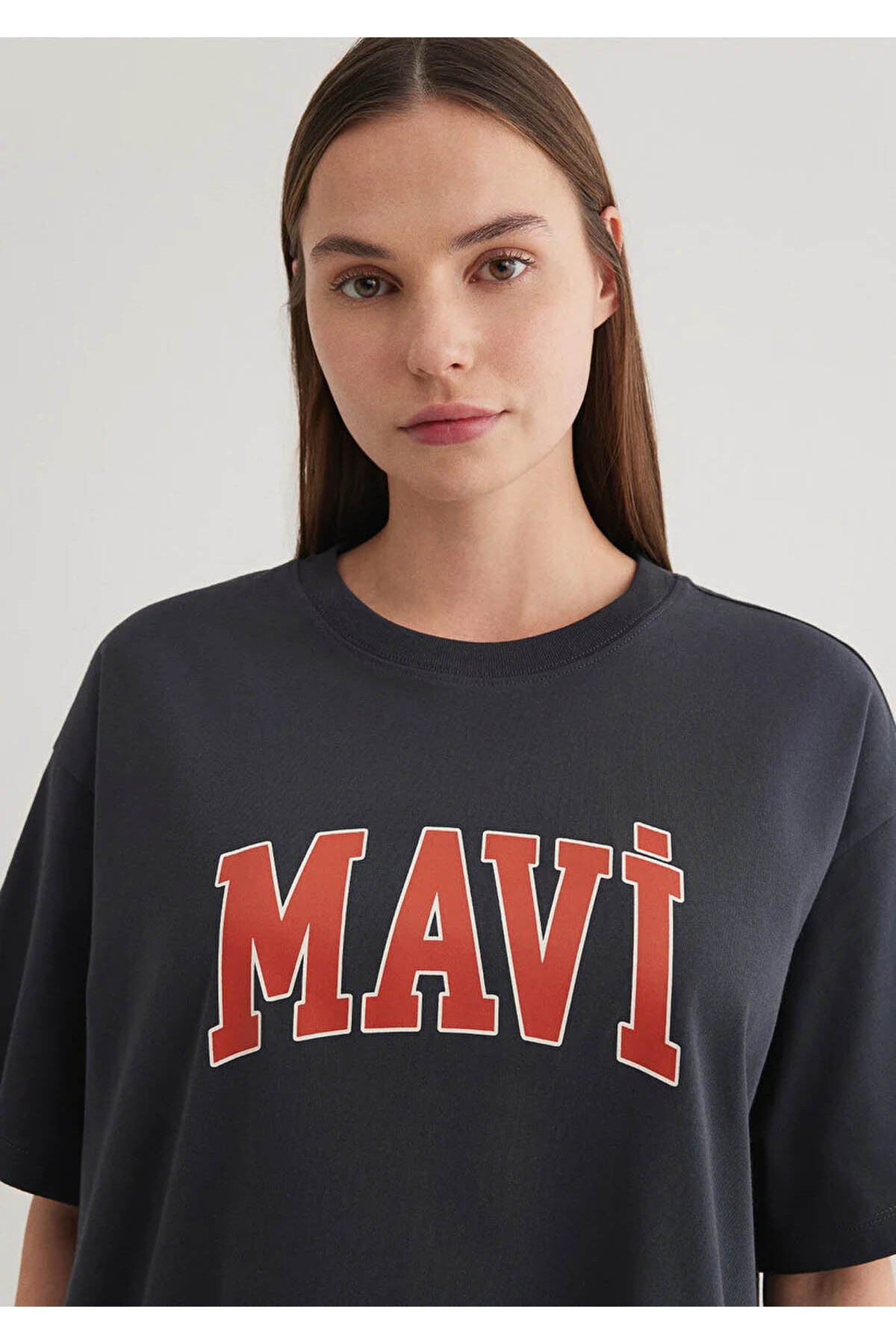 Logo Baskılı Antrasit Kadın T-Shirt M1600843-82185