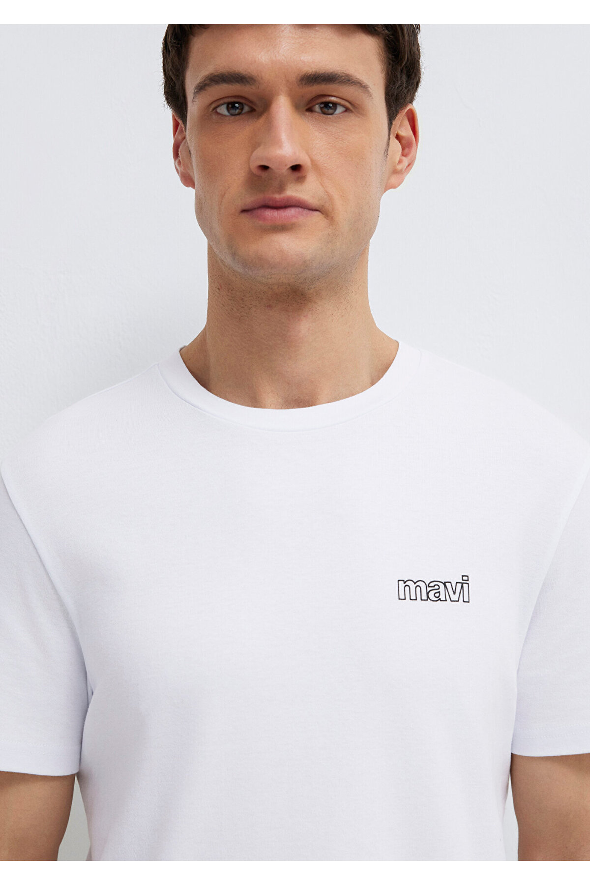 Logo Baskılı Beyaz İnterlok Tişört Slim Fit / Dar Kesim 0610360-620
