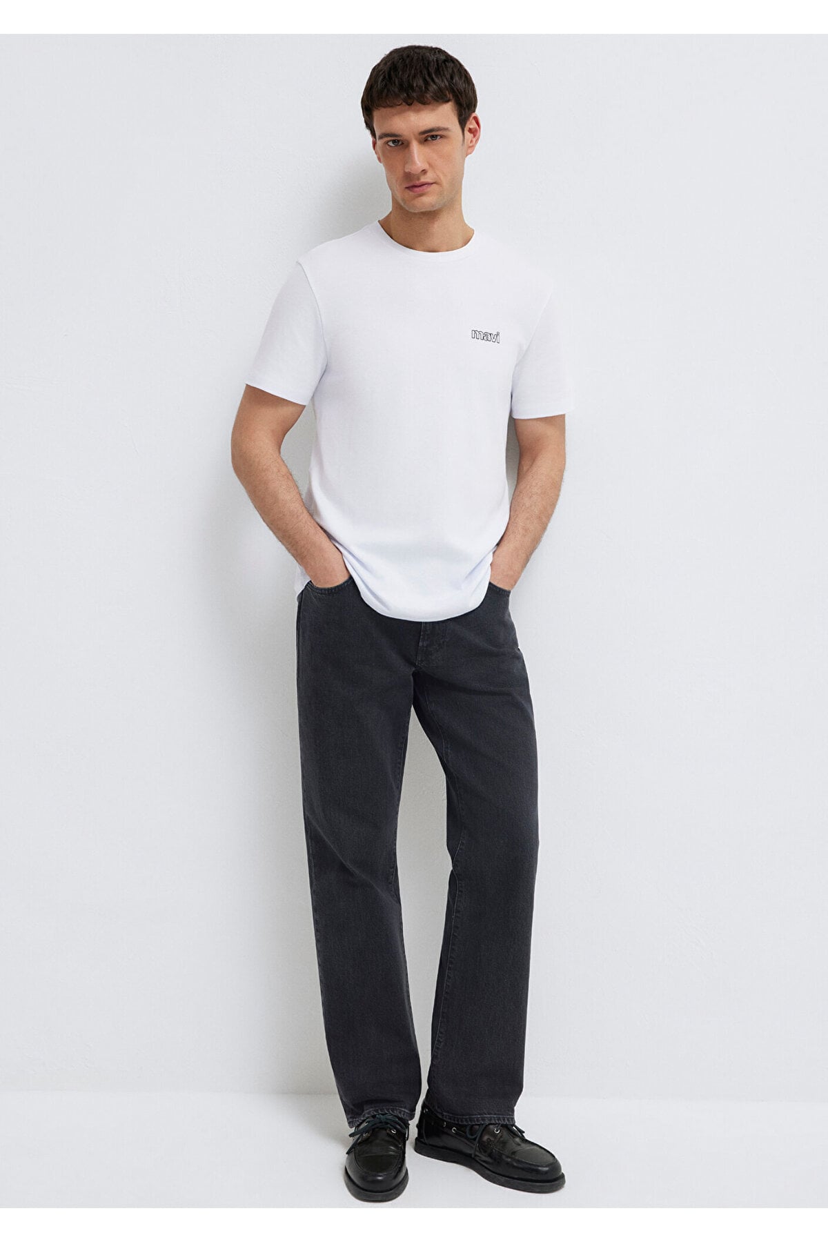 Logo Baskılı Beyaz İnterlok Tişört Slim Fit / Dar Kesim 0610360-620