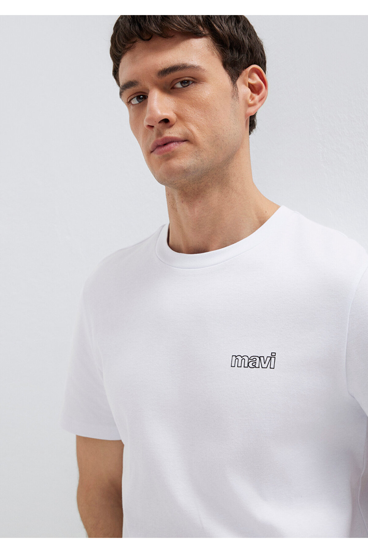 Logo Baskılı Beyaz İnterlok Tişört Slim Fit / Dar Kesim 0610360-620