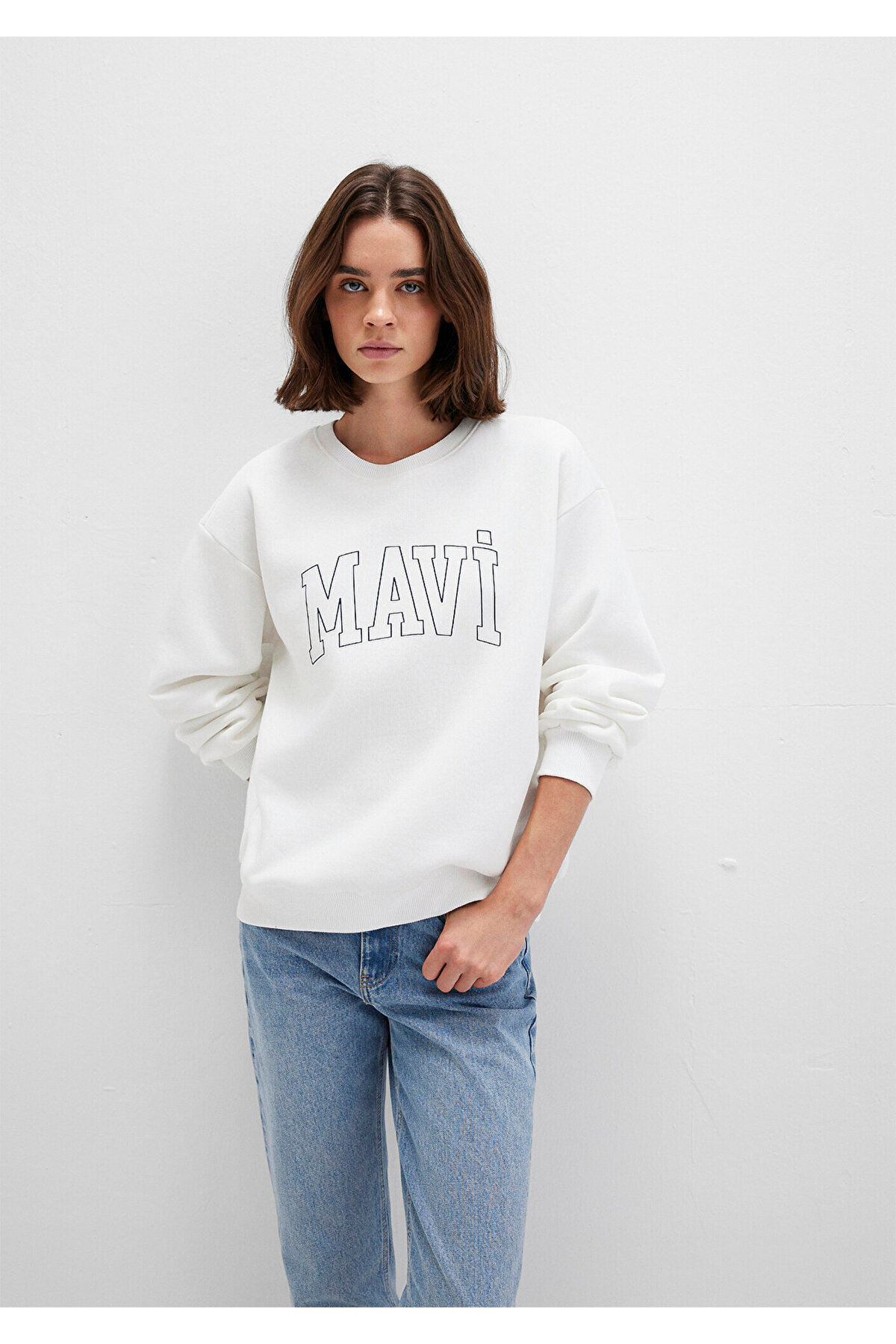 Logo Baskılı Beyaz Sweatshirt 1611192-70057
