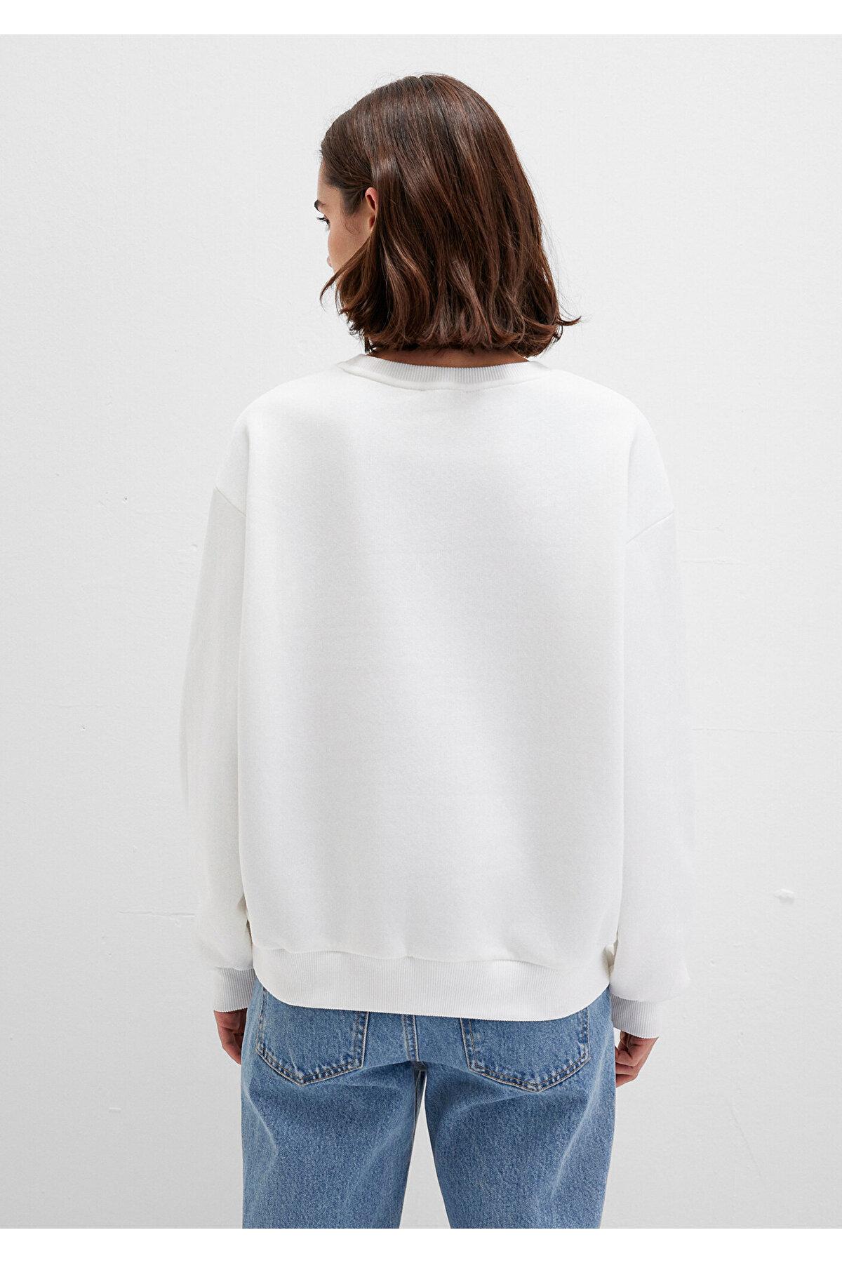 Logo Baskılı Beyaz Sweatshirt 1611192-70057
