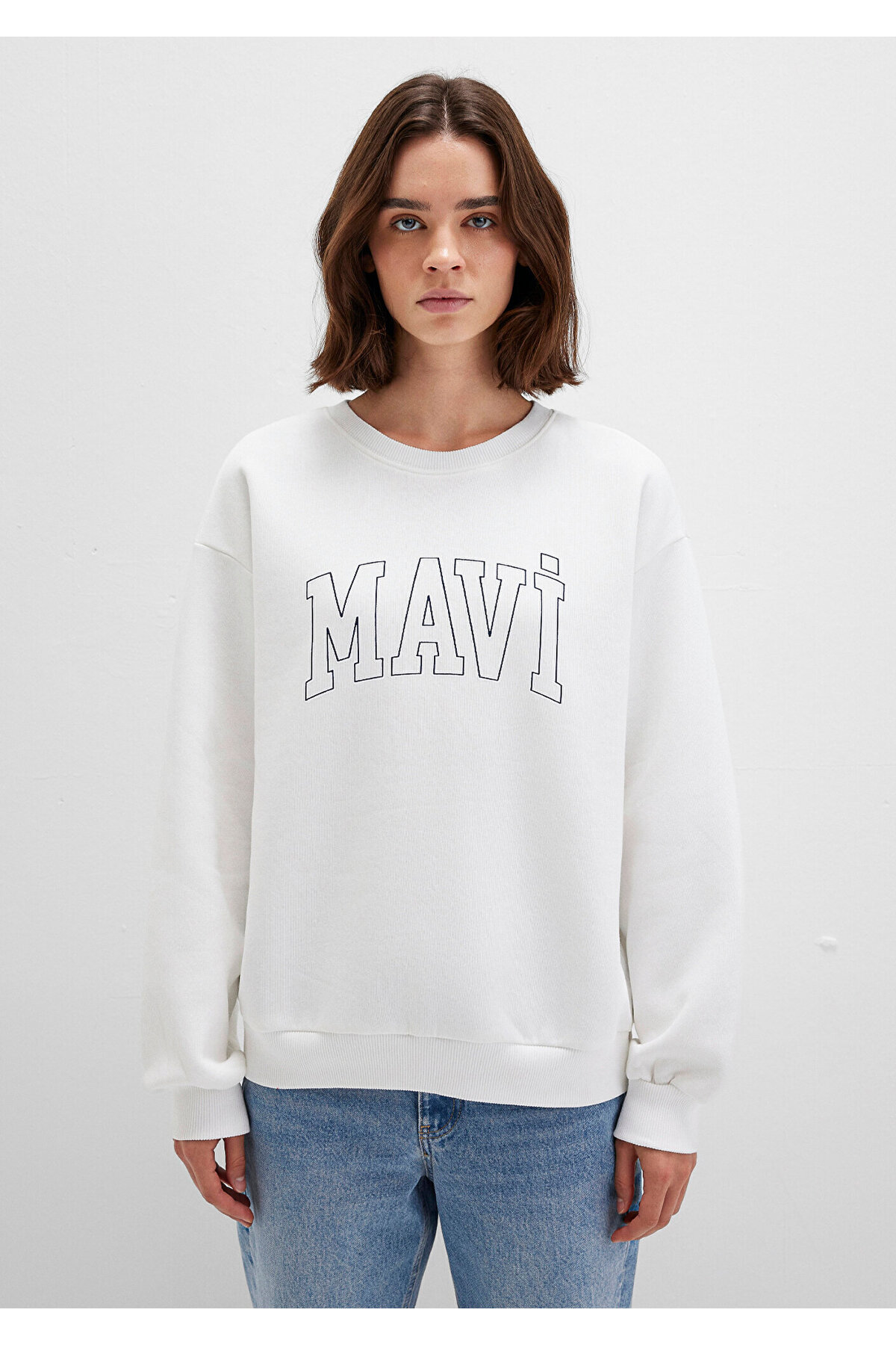 Logo Baskılı Beyaz Sweatshirt 1611192-70057