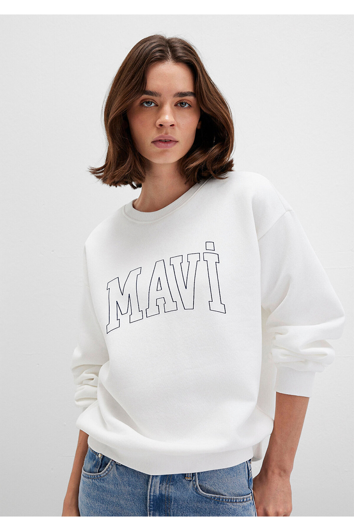 Logo Baskılı Beyaz Sweatshirt 1611192-70057