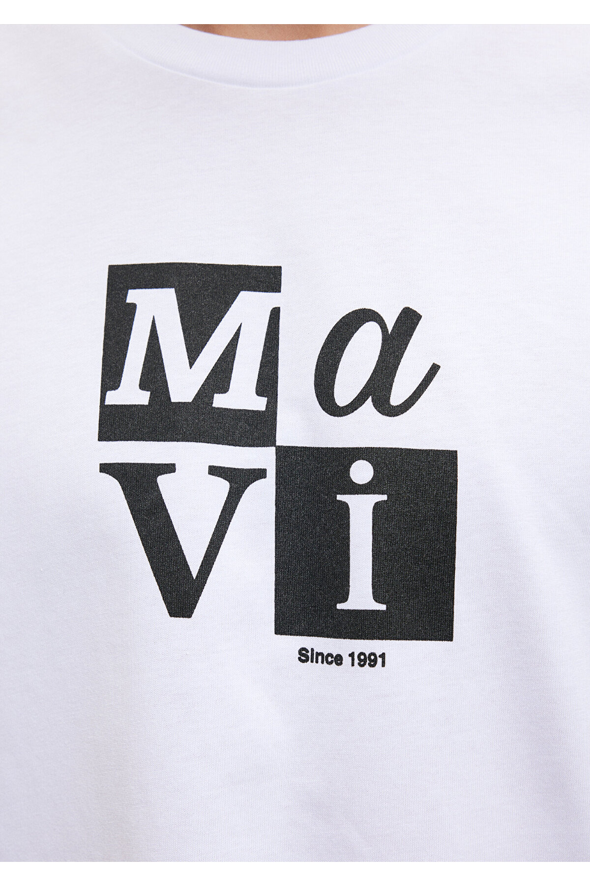 Logo Baskılı Beyaz Tişört Oversize / Geniş Kesim 0612005-620