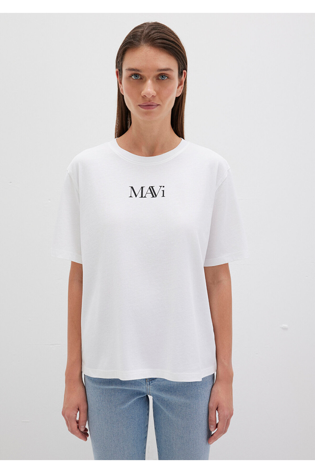 Logo Baskılı Beyaz Tişört Regular Fit / Normal Kesim 1611594-620