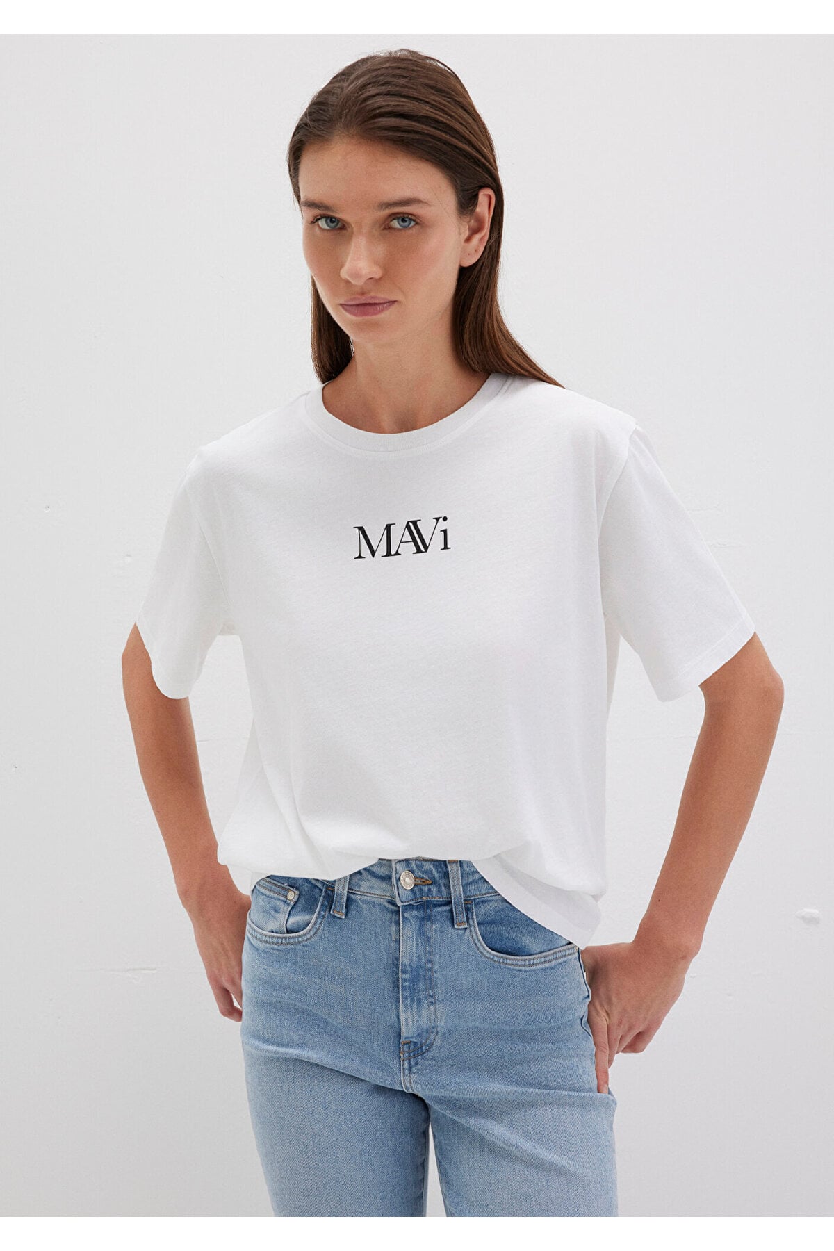 Logo Baskılı Beyaz Tişört Regular Fit / Normal Kesim 1611594-620