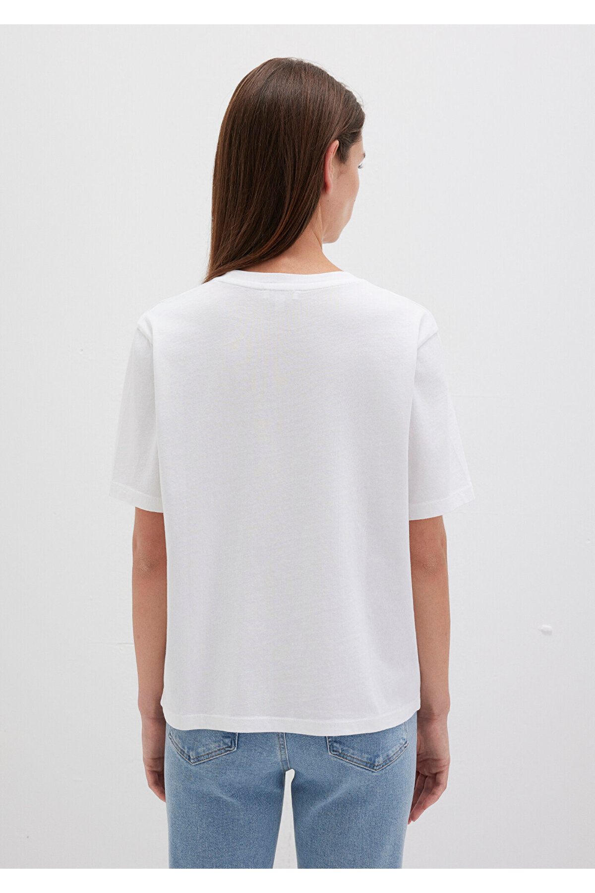 Logo Baskılı Beyaz Tişört Regular Fit / Normal Kesim 1611594-620